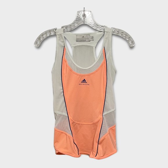 Stella McCartney for Adidas XS Orange White Mesh Detail Racerback Tank Top - Picture 3 of 6